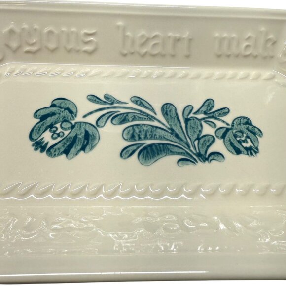 Pfaltzgraff USA Serving Tray 12.5” X 6.75” Green Yorktowne  “A Joyous Heart…” - Picture 6 of 9